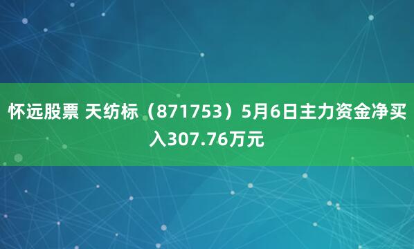 怀远股票 天纺标（871753）5月6日主力资金净买入307.76万元