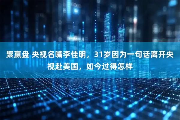 聚赢盘 央视名嘴李佳明，31岁因为一句话离开央视赴美国，如今过得怎样